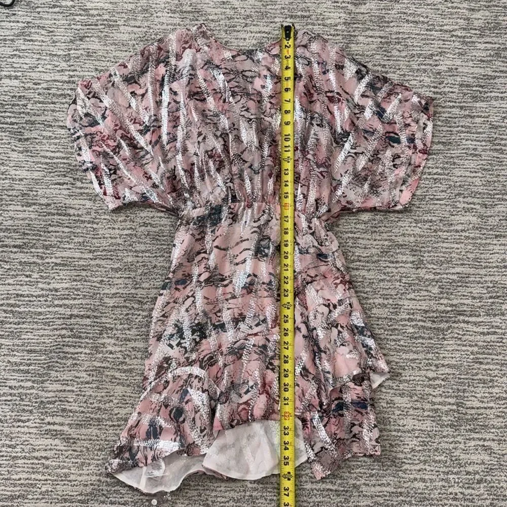 NWT IRO Wobam Printed Metallic Fil Coupé Silk Mini Dress Pink FR 34/ XS Revolve - Picture 10 of 16
